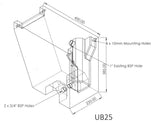 25L Mudguard Black Water Tank with Fittings (UB)