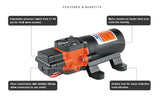 Seaflo 21 Series 12V Water pump 3.8LPM 12v comes with 3/8" x 1/2" barbs SFDP1-010-040-21