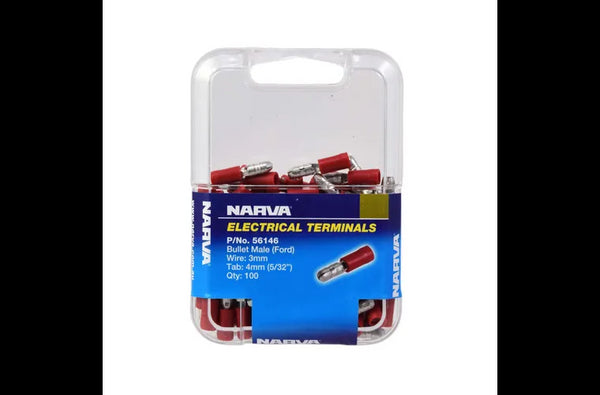 Narva Red Bullet Terminal - 4mm Male 56146