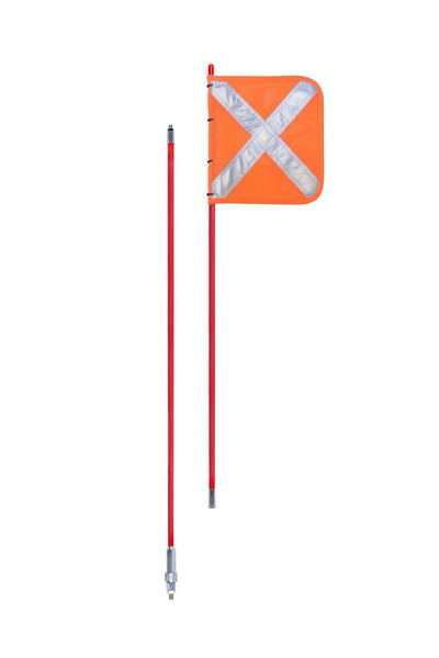 3.0mtr Non-LED 2 Piece Joiner white Pole / Orange Reflective X Mesh Vehicle Safety Flag / Quick Release Base