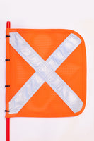 3.0mtr Non-LED 2 Piece Joiner white Pole / Orange Reflective X Mesh Vehicle Safety Flag / Quick Release Base